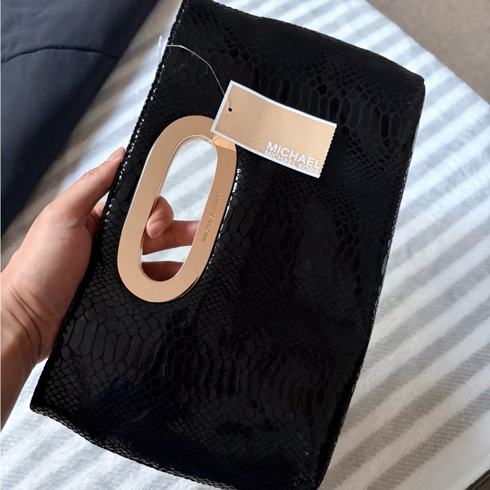 Michael Kors Berkley Python Embossed Python Clutc… - image 5